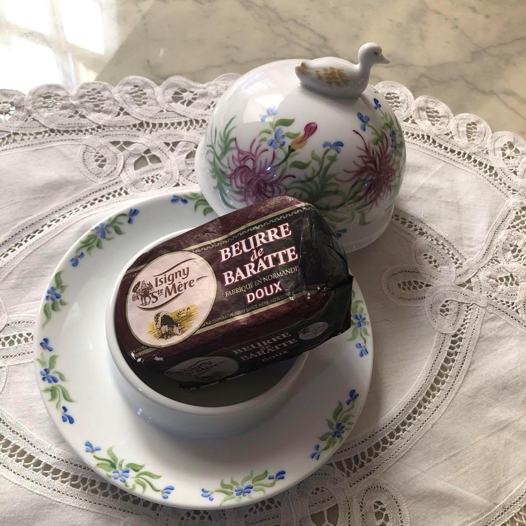 フランス ヴィンテージ リモージュ ドーム型 バターケース 水鳥